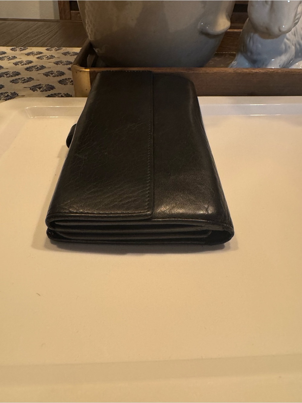 CHANEL Black Leather Long Wallet with CC Button Strap - Picture 10 of 11